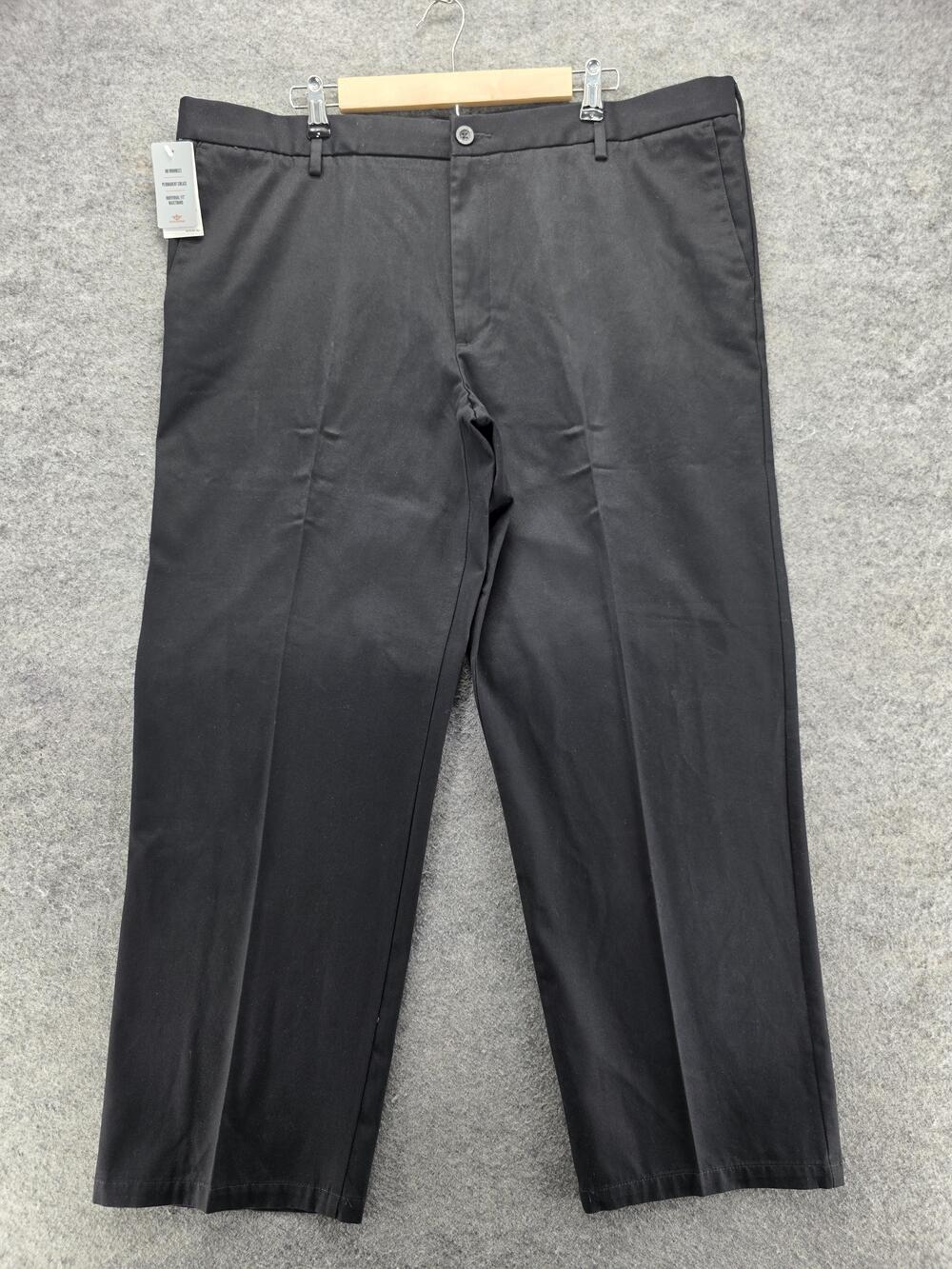 Dockers Pants Mens 42x30 Black Khaki Straight Flat Front Signature Collection